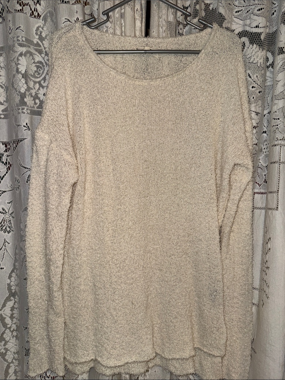 Nili Lotan Cream Scoop Neck Knit Sweater